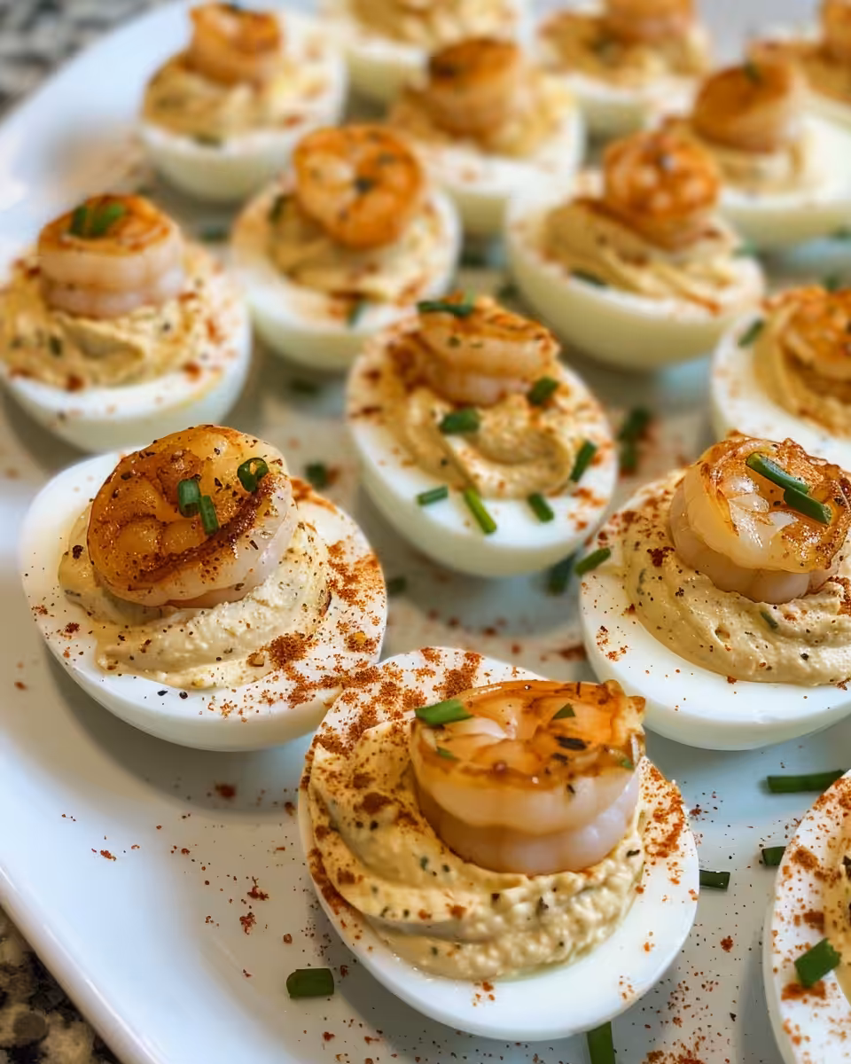 Ingredients spread for Cajun shrimp deviled eggs