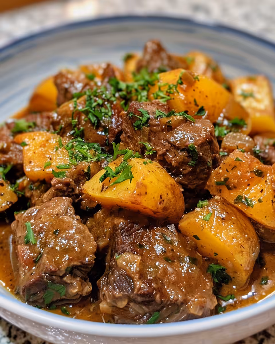 Ingredients and spices for carne con papas in pressure cooker