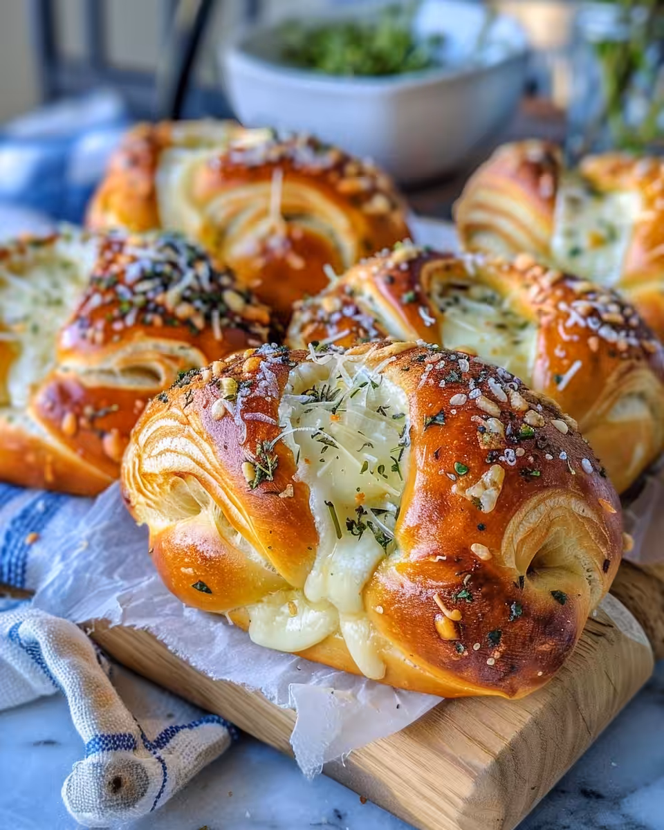 Cheese stuffed pretzel snack fresh and ready near stove