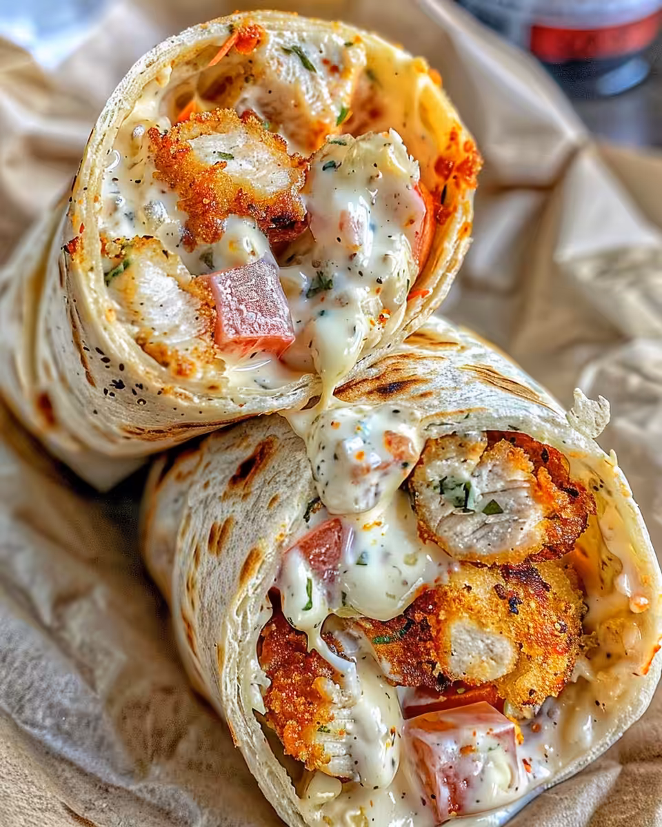 Final golden toasted cheesy garlic chicken wraps ready to be served