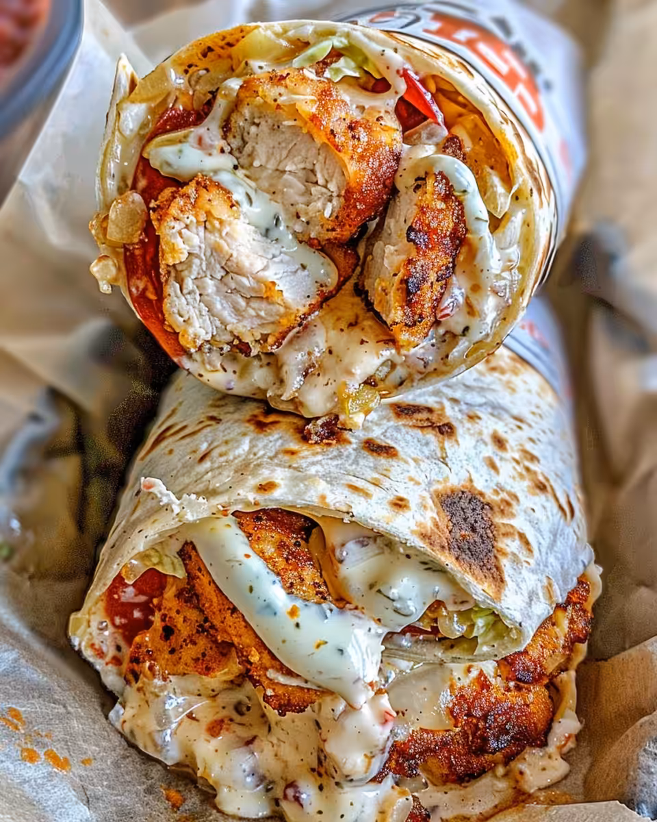 Cheesy garlic chicken wraps steaming and ready to eat
