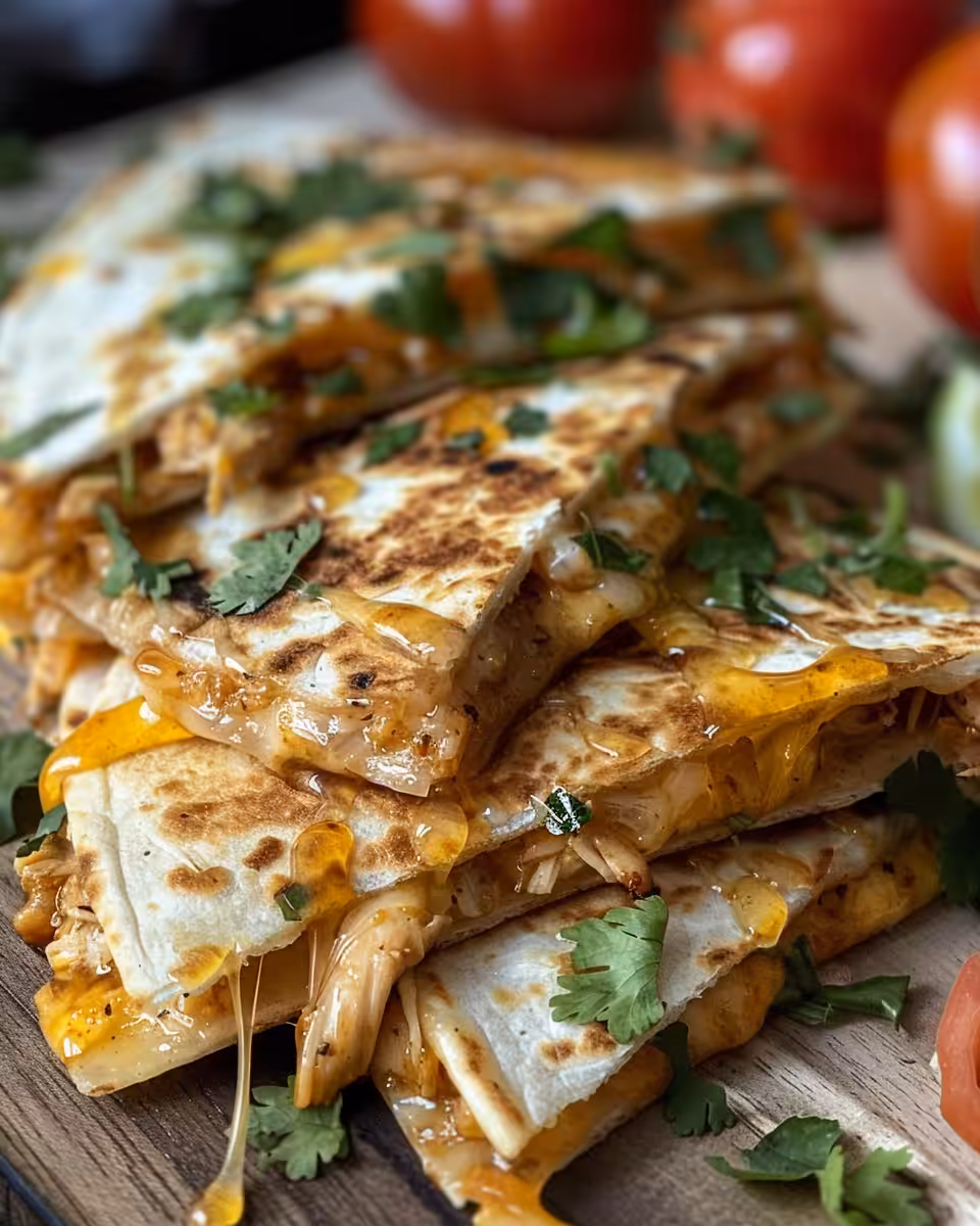Ingredients laid out for hot honey chicken quesadillas