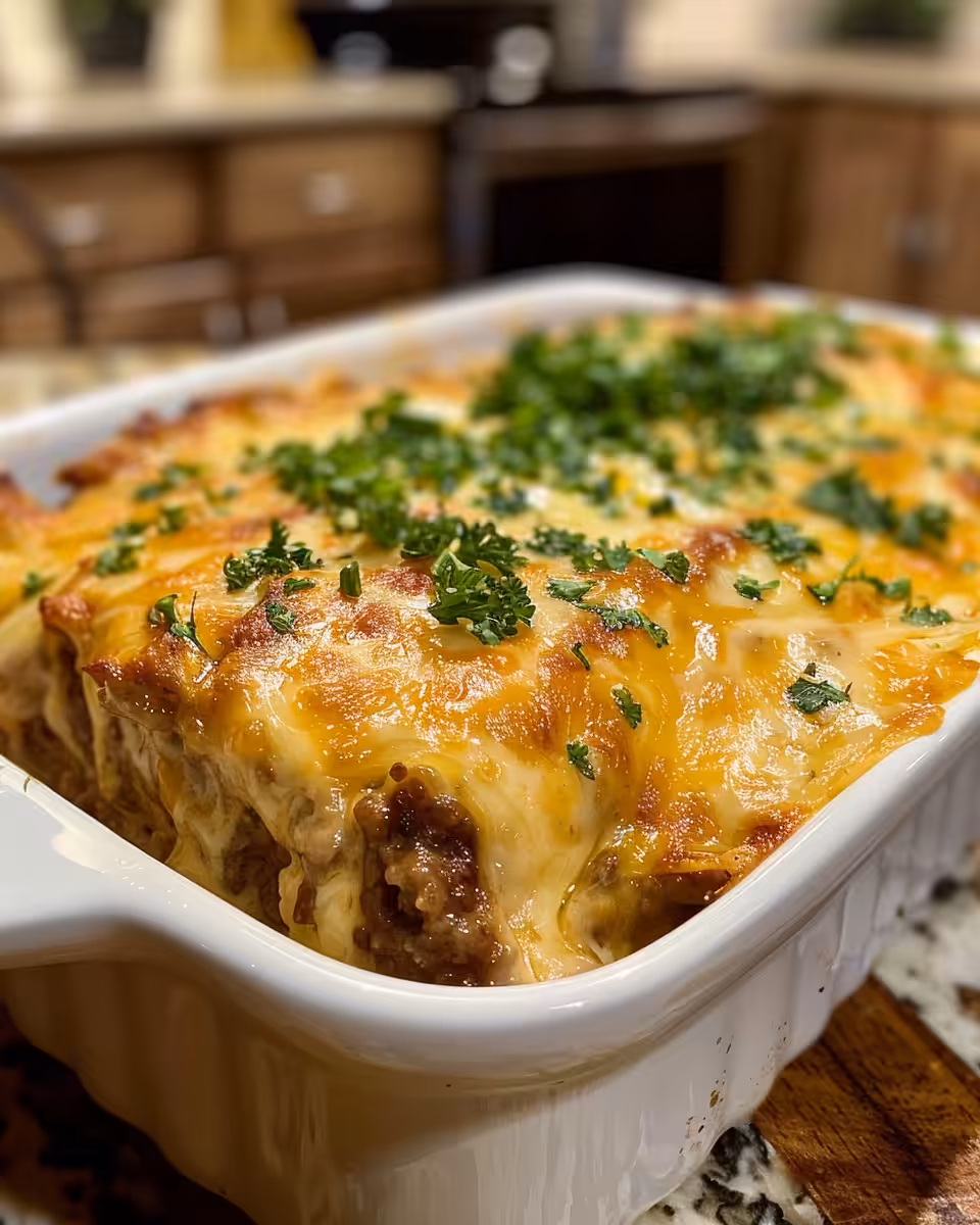 Ingredients for cheesy loaded meatloaf casserole including garlic mashed potatoes and ground beef
