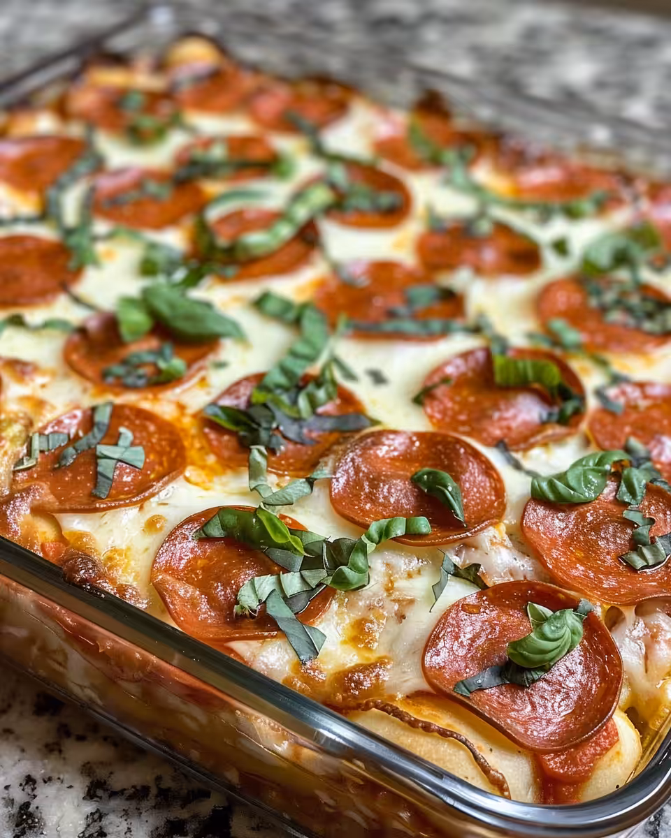 Delicious plated cheesy zucchini pizza casserole, golden and ready to serve