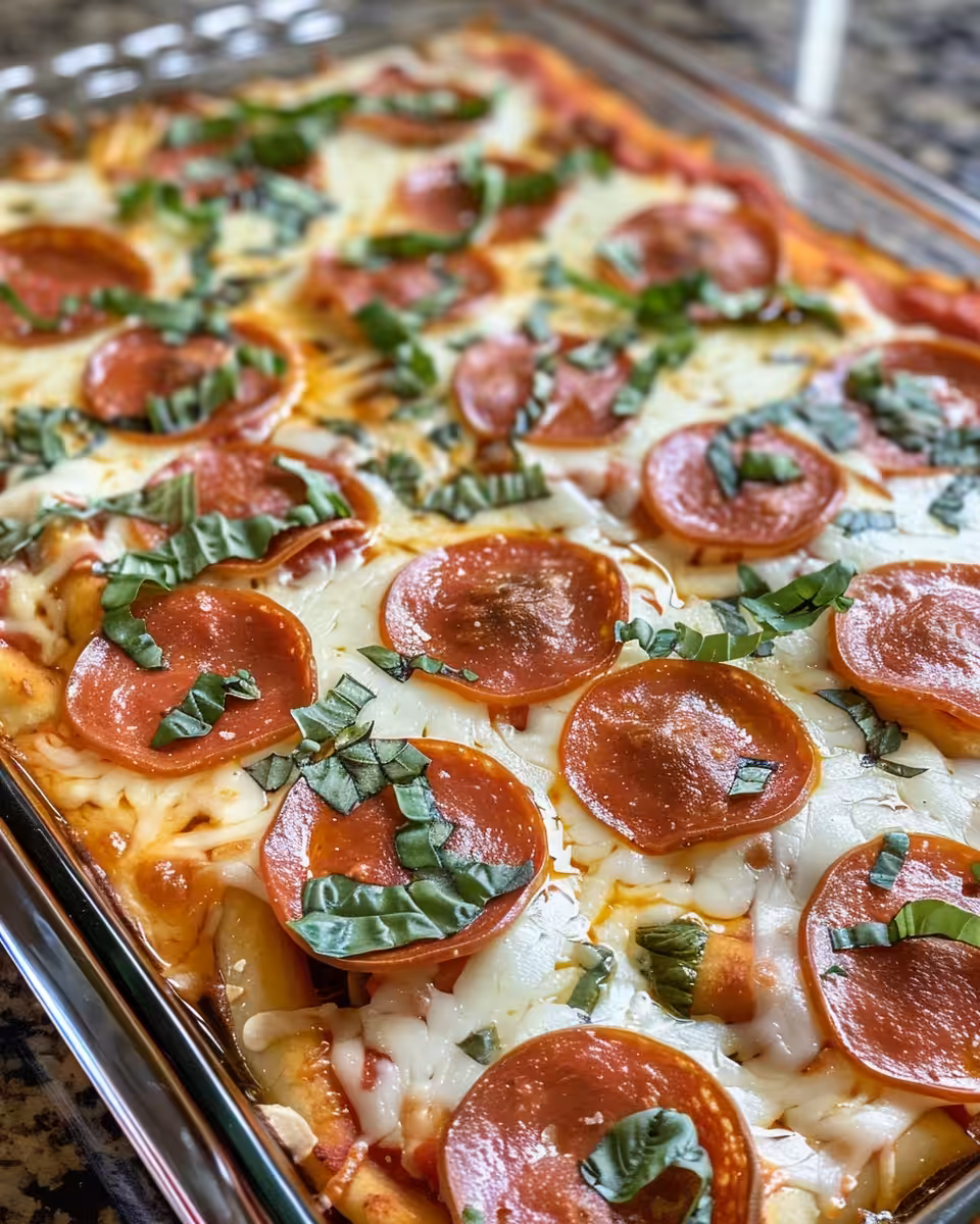 Cheesy zucchini pizza casserole bubbling fresh from the pressure cooker