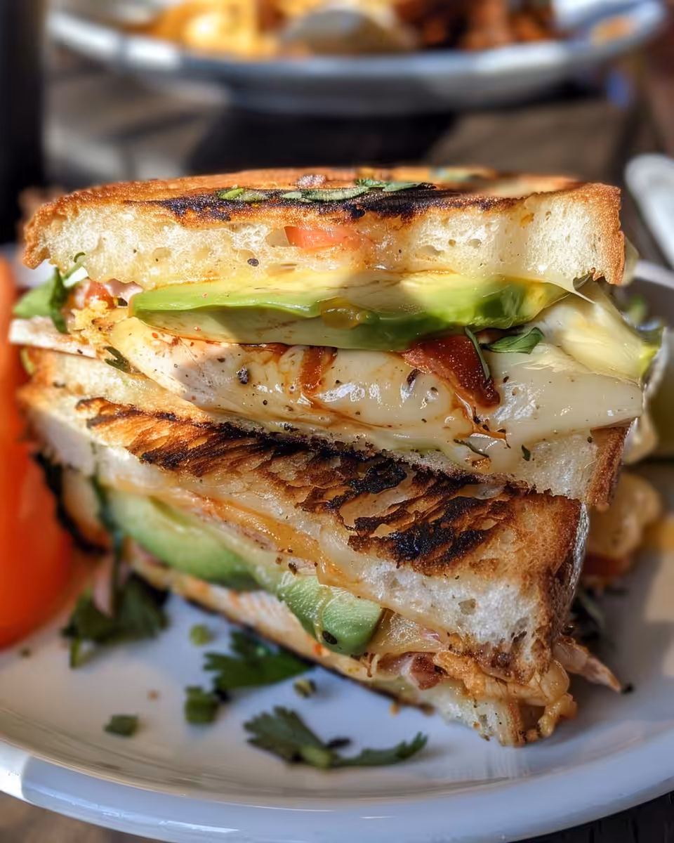 Spicy chicken avocado melt sandwich fresh out of the pressure cooker