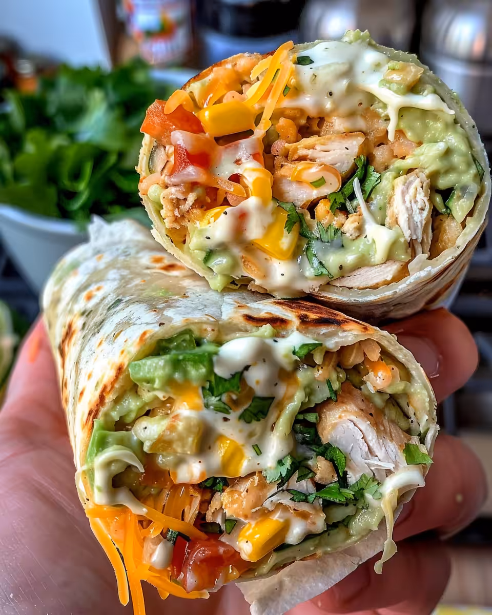 Ingredients including diced avocado, shredded cheese, and sour cream for burritos