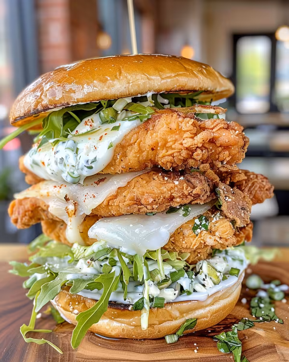 Finished chicken Caesar sandwich ready to eat on plate