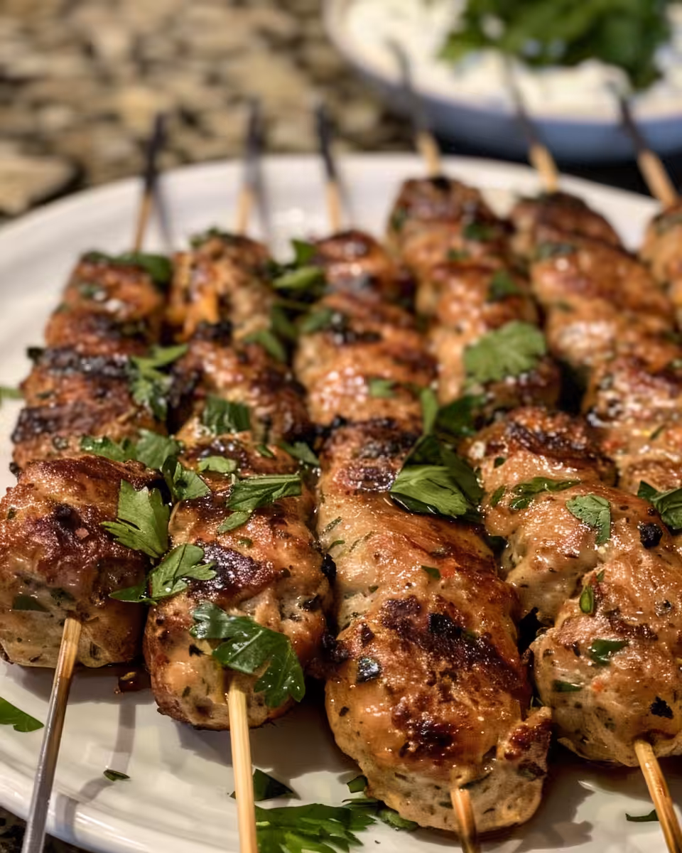Ingredients for chicken kofta including fresh parsley and spices