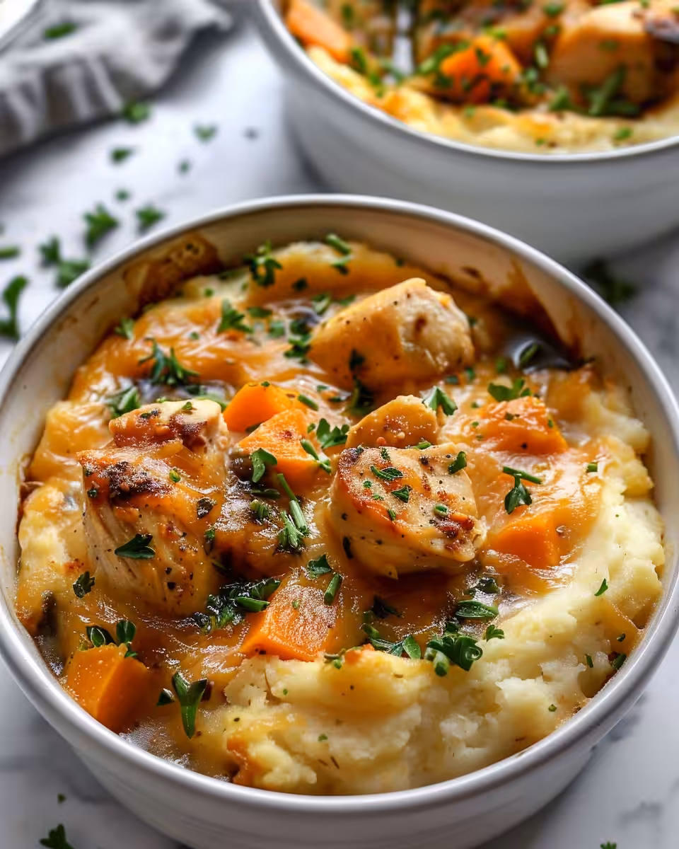 Ingredients including mashed potatoes, chicken tenders, bacon and cheese for chicken mashed potato bowls