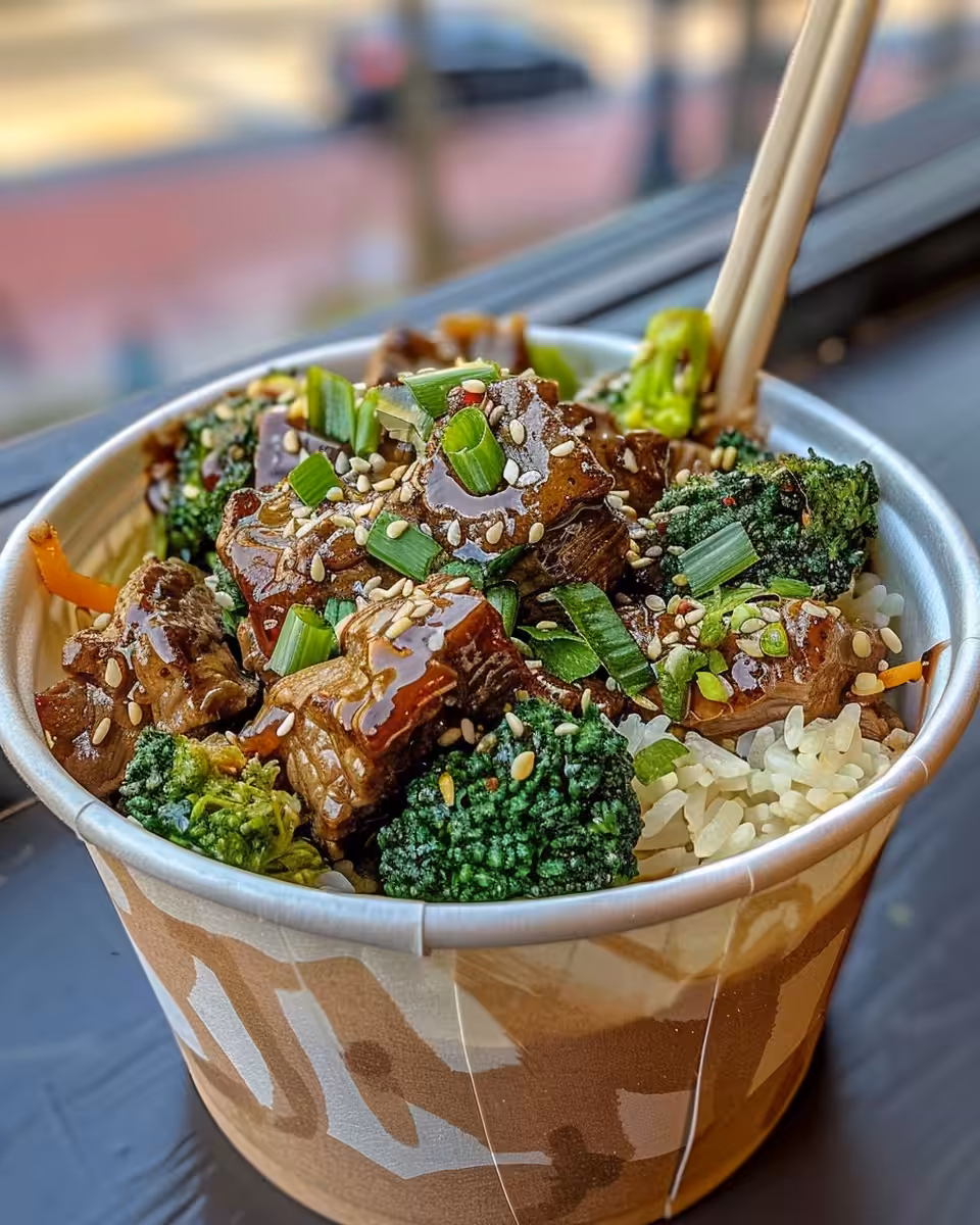 Ingredients laid out for Chinese beef and broccoli pressure cooker recipe