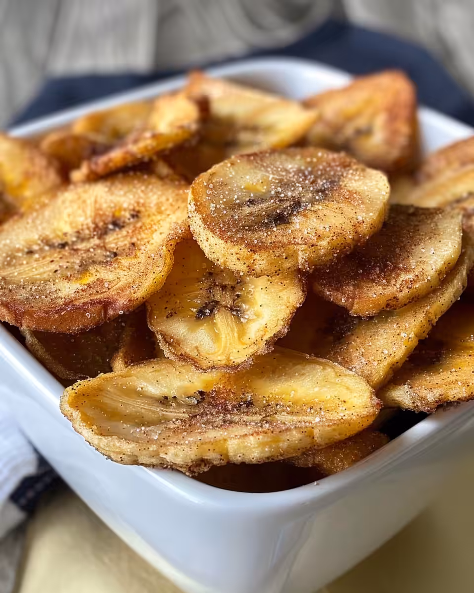 Final cinnamon sugar banana chips crispy and ready to serve
