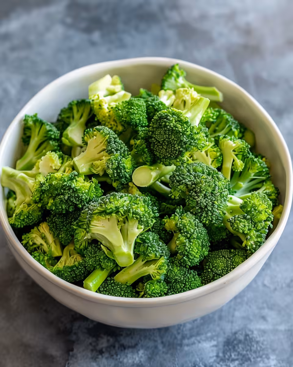Fresh broccoli florets steaming in a pressure cooker