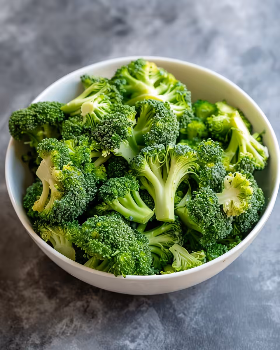 Ready plated classic broccoli salad with dressing and toppings