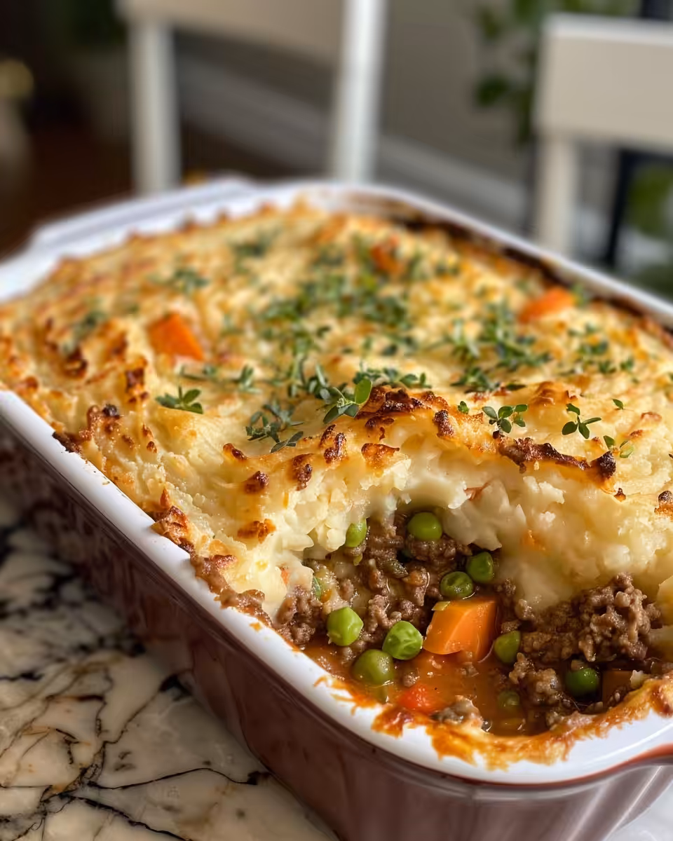 Classic Irish shepherd’s pie with golden mashed potato topping