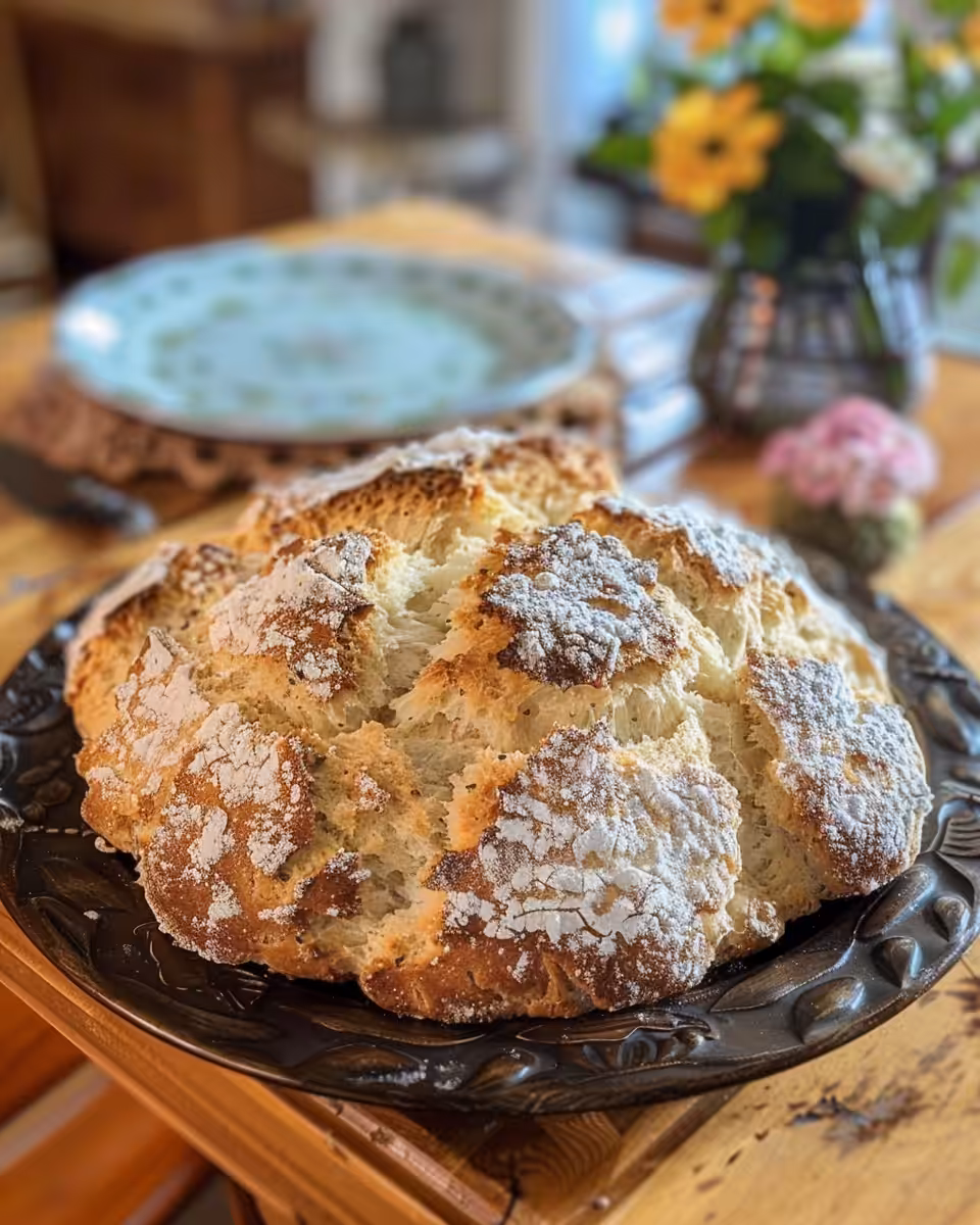 Classic Irish soda bread fresh from pressure cooker with caraway seeds