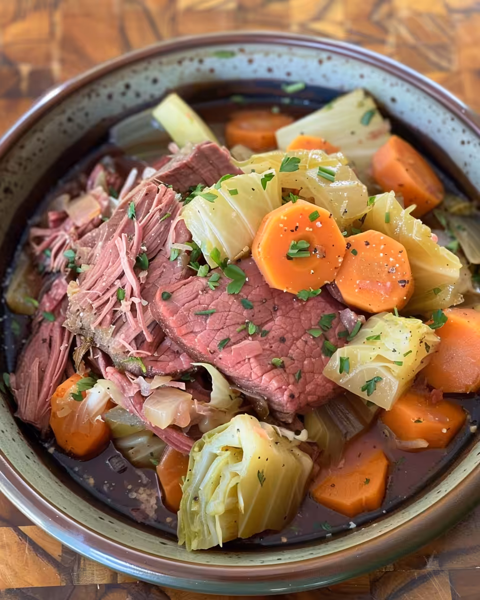Essential ingredients for classic slow cooker corned beef and cabbage
