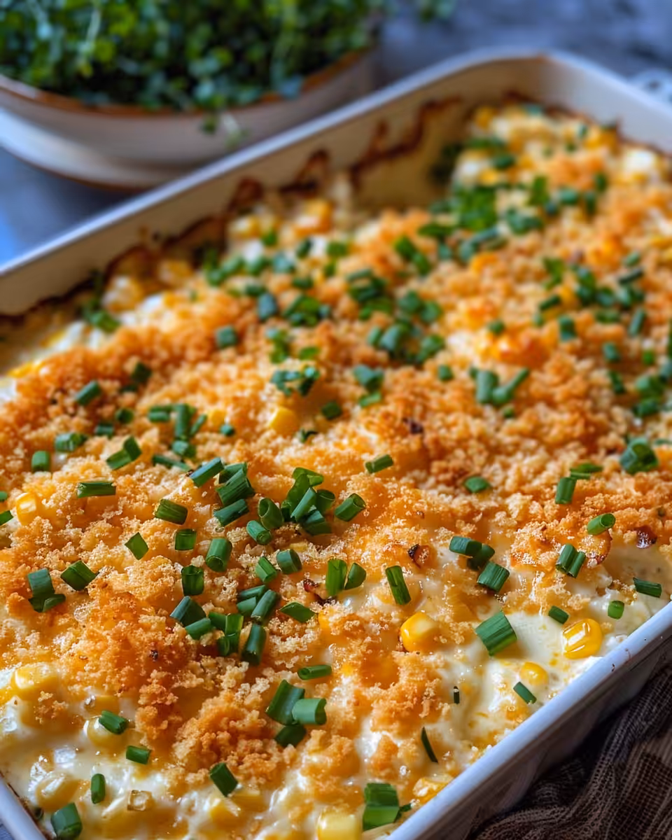Ingredients for creamy corn casserole with cream cheese