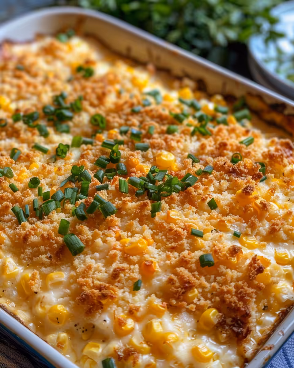 Creamy corn casserole with cream cheese heating in pressure cooker