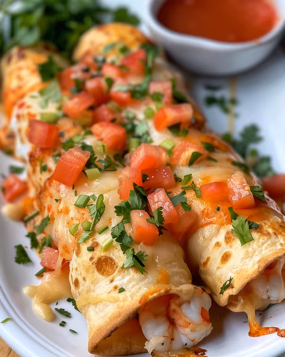 Pressure cooker sizzling with crab and shrimp queso taquitos cooking