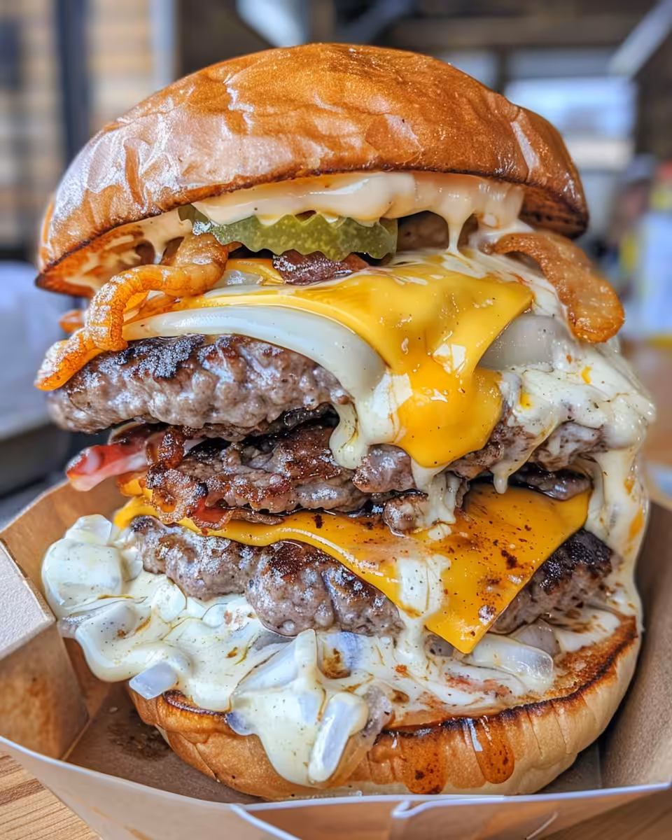 Ingredients for crack burgers including cheddar cheese, bacon, and ground beef mixed