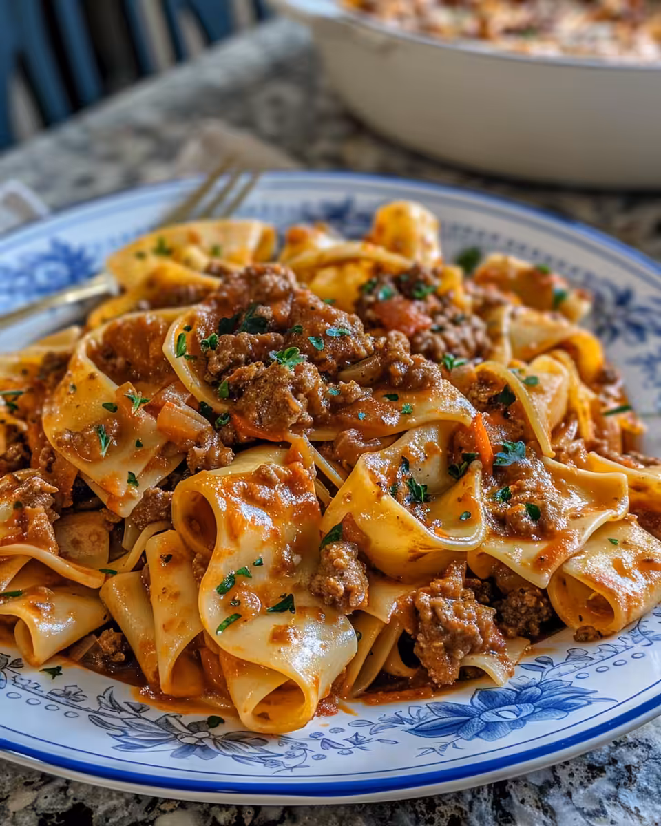 Creamy beef and shells pasta bubbling in the pressure cooker, surrounded by steam