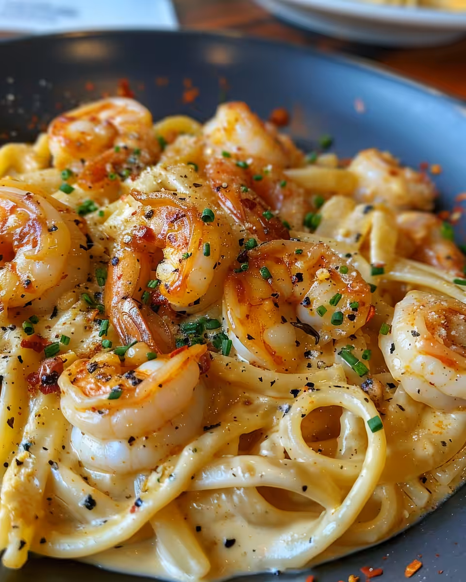 Ingredients and supplies for creamy Cajun shrimp pasta including chopped peppers and onion