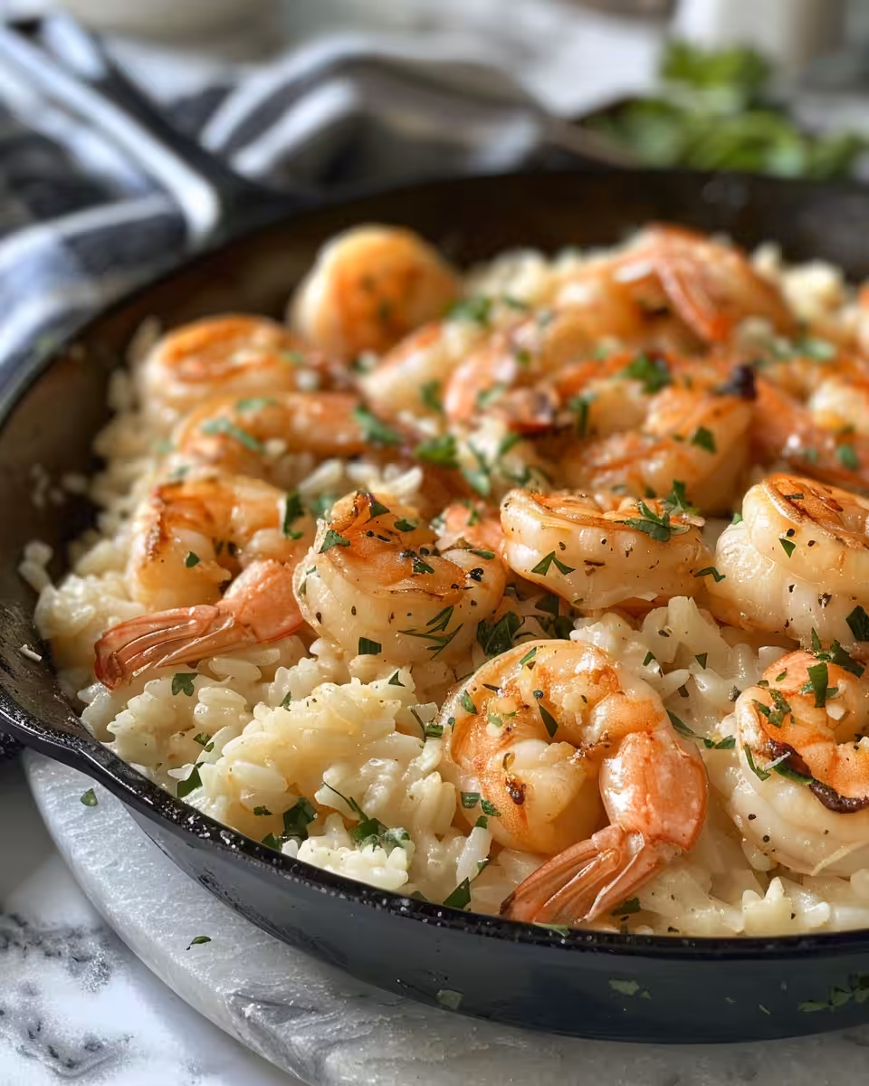 Final creamy garlic shrimp dish with spinach and sauce ready to serve