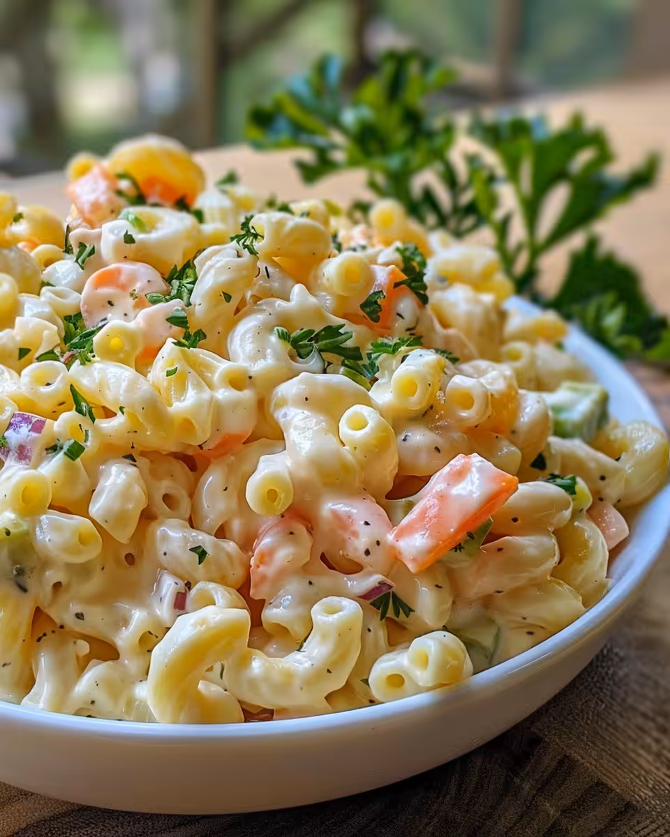 Fresh chopped vegetables for macaroni salad adding crunch and color