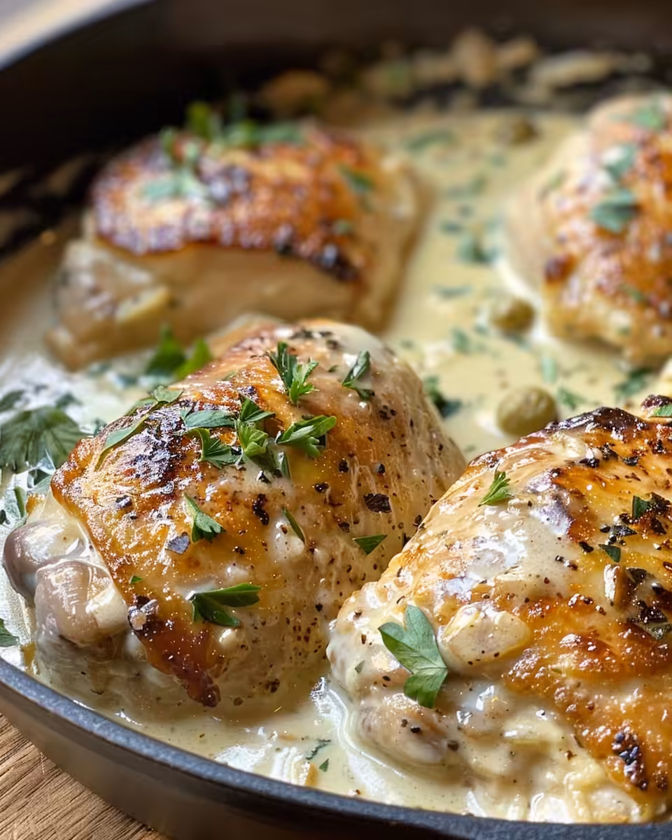 Ingredients for creamy pepperoncini chicken skillet including peppers, chicken and cream