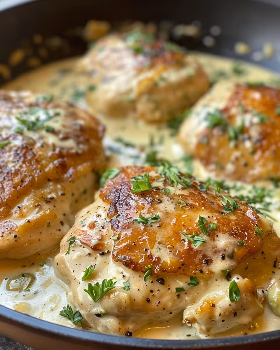 Creamy Pepperoncini Chicken skillet steaming fresh from pressure cooker