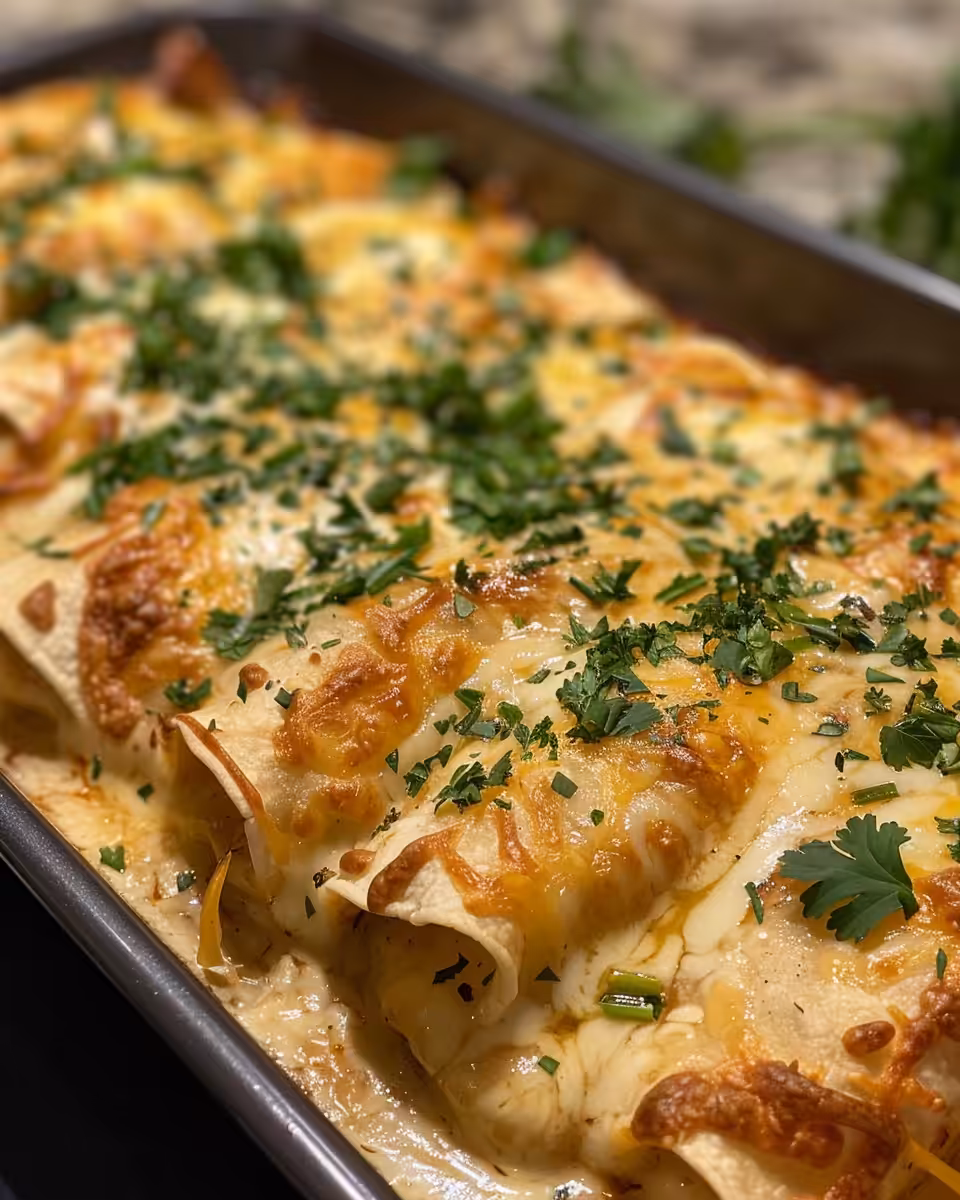 Ingredients and preparation steps for creamy poblano shrimp enchiladas