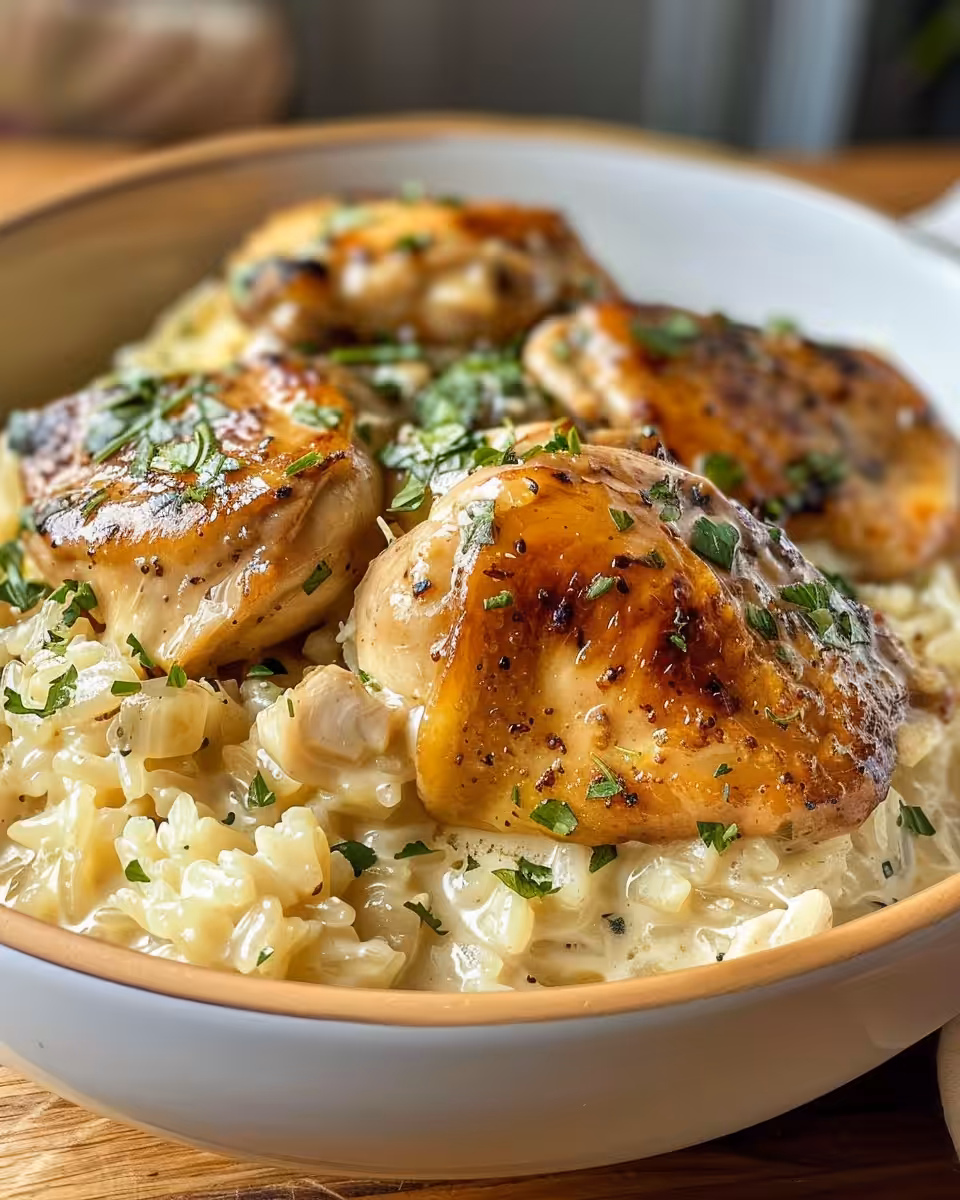 Creamy smothered chicken thighs cooking inside pressure cooker
