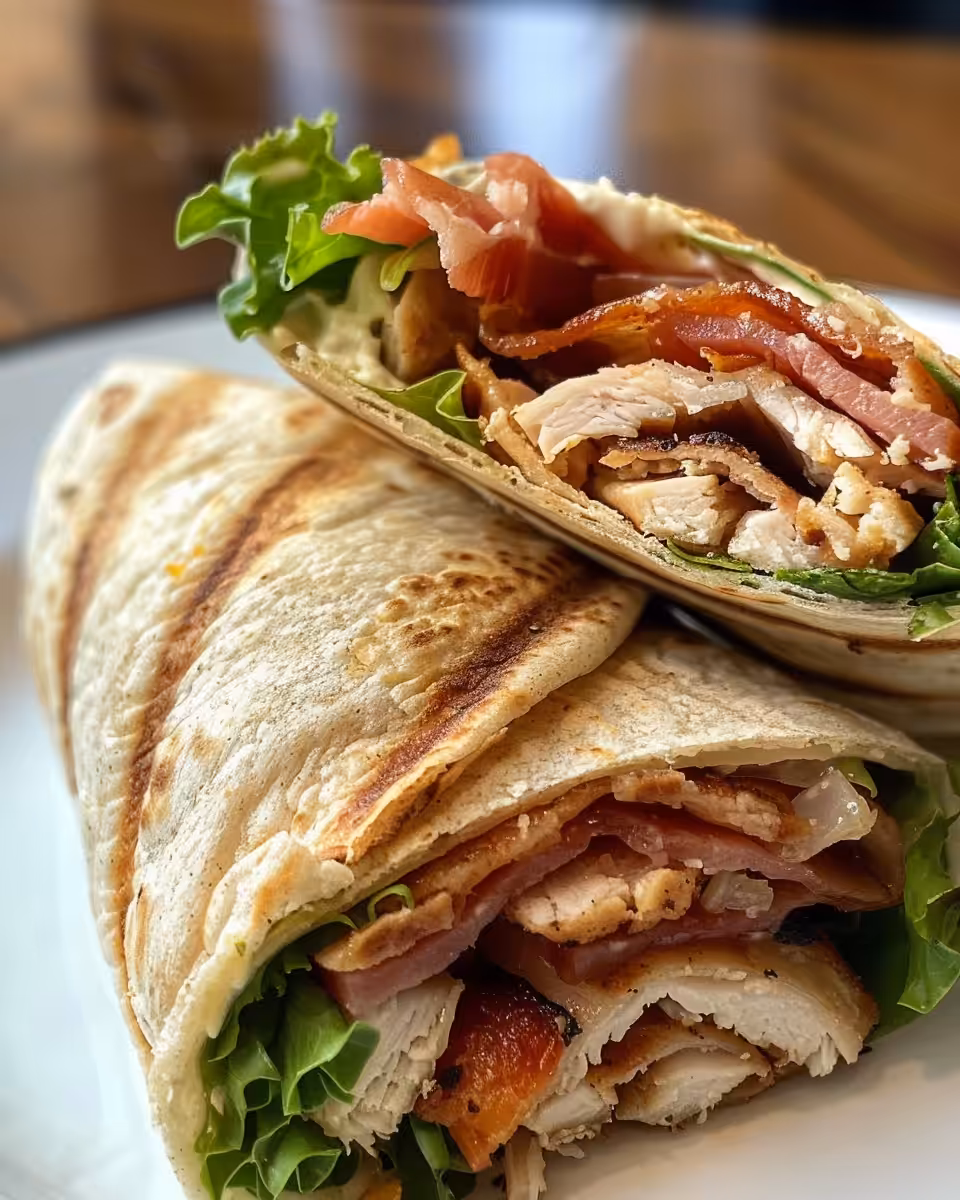 Crispy chicken bacon wrap fresh and ready to enjoy