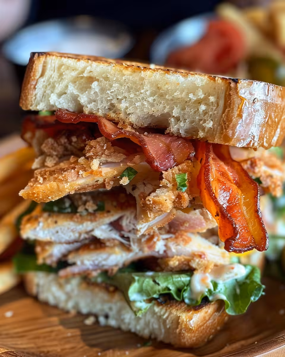 Golden crust forming on crispy chicken sandwich