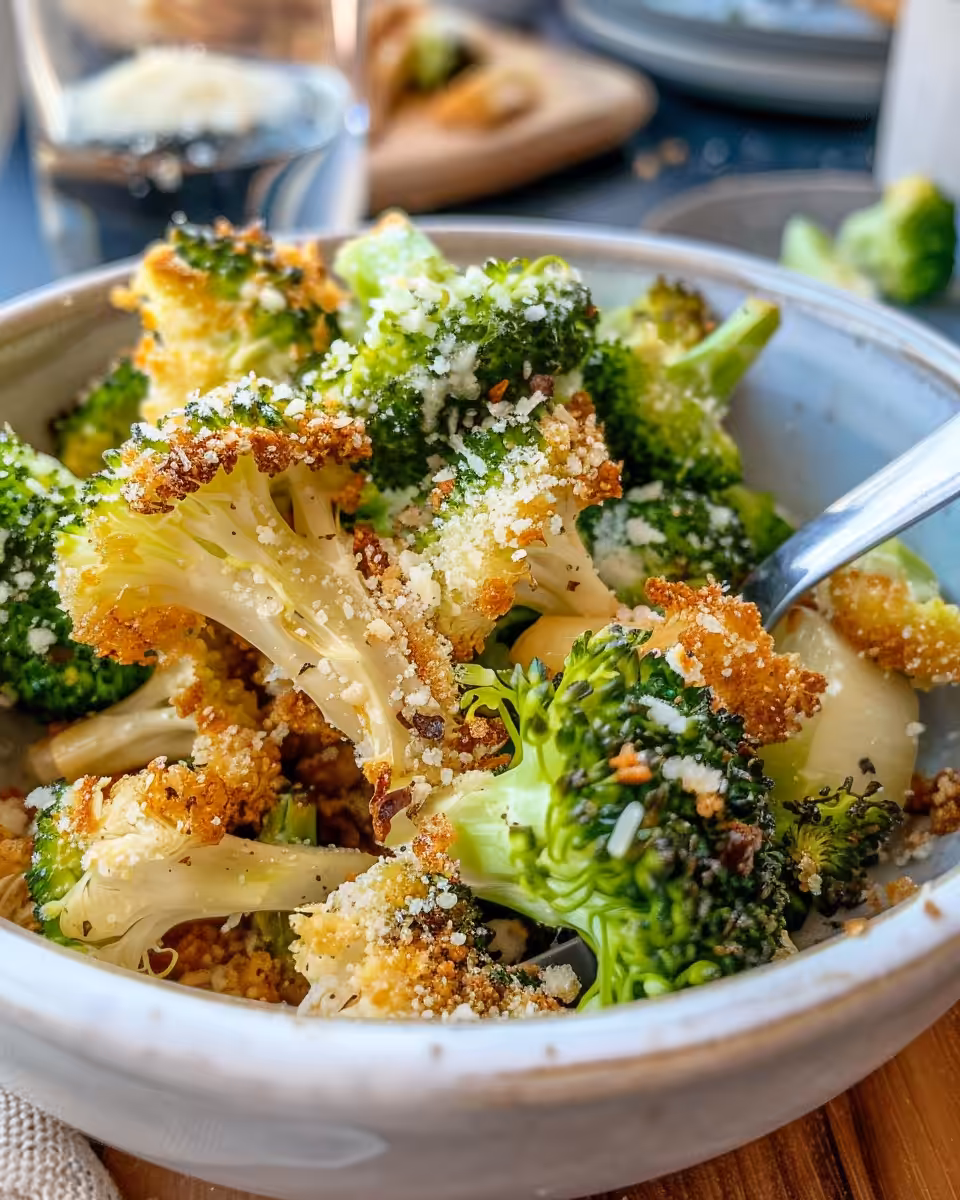 Ingredients for garlic parmesan roasted broccoli coated in olive oil and garlic