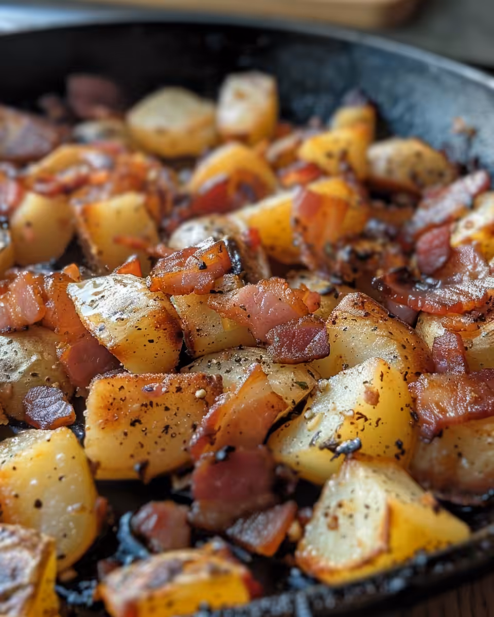 Close up of crispy thick-cut Irish bacon in pressure cooker with cabbage