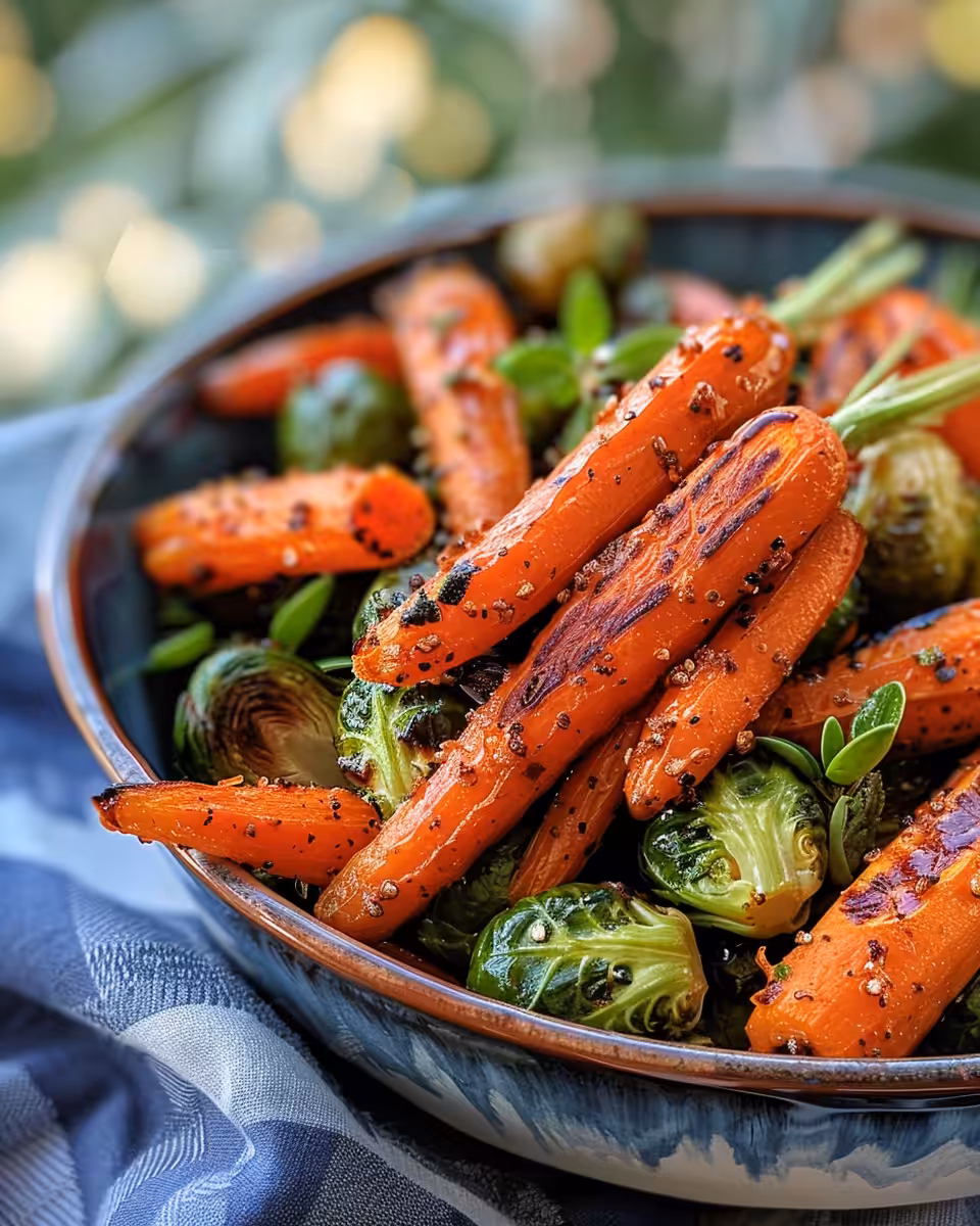 Crispy maple glazed carrots and Brussels sprouts steaming in the pressure cooker