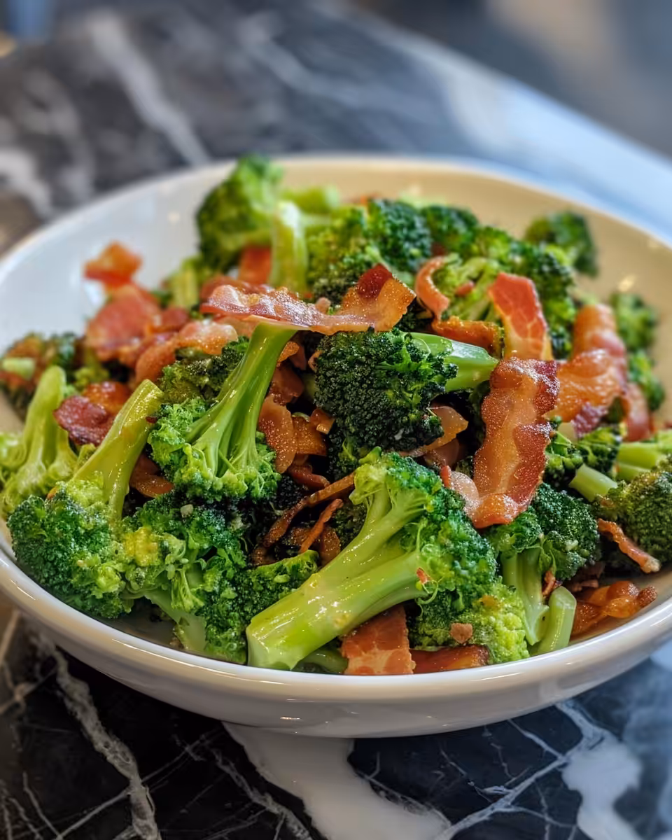 Mixing fresh broccoli salad ingredients in a bowl