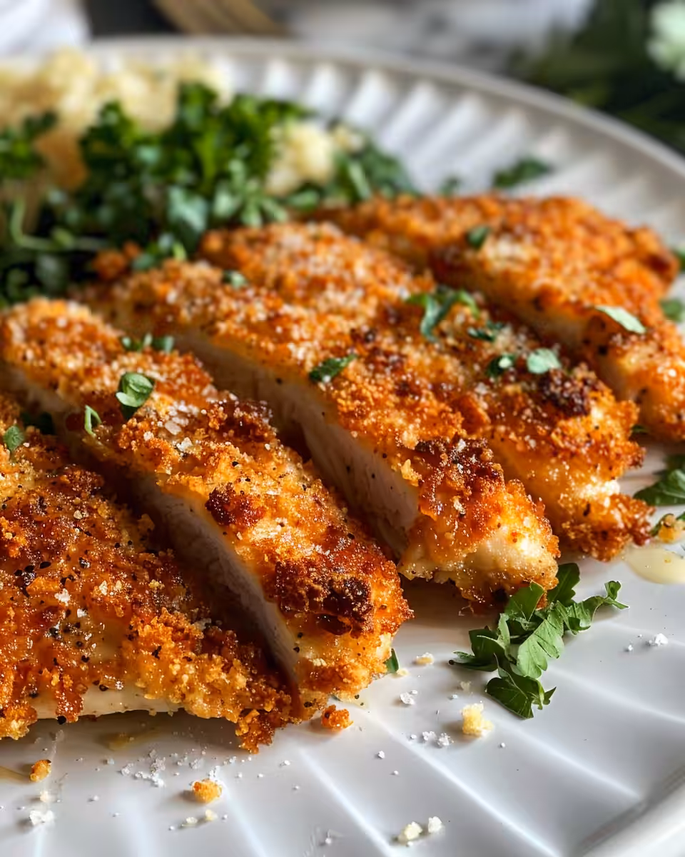 Pressure cooking crusted chicken with Romano cheese in the initial cooking stage