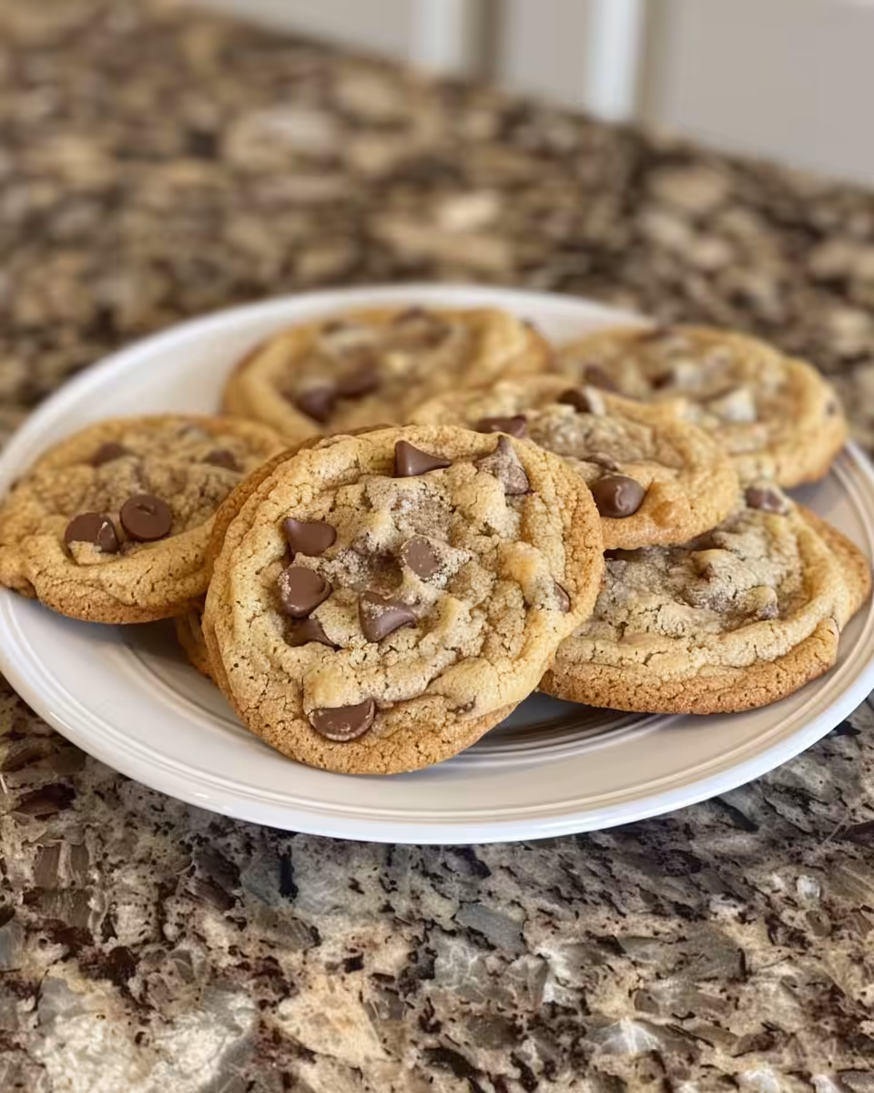 Close up of warm Baileys Irish Cream chocolate chip cookie with melting semi-sweet chips