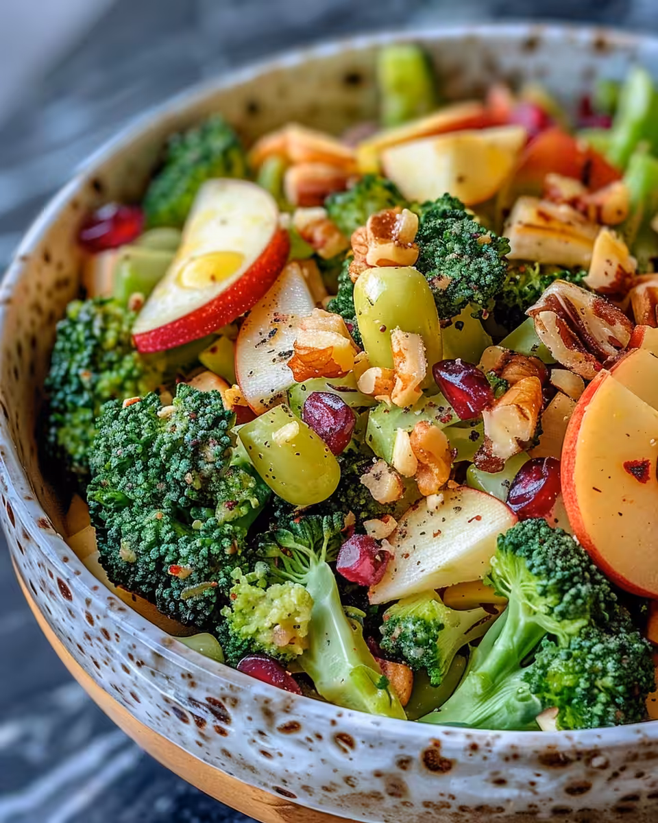 Fresh honeycrisp apple broccoli salad in pressure cooker