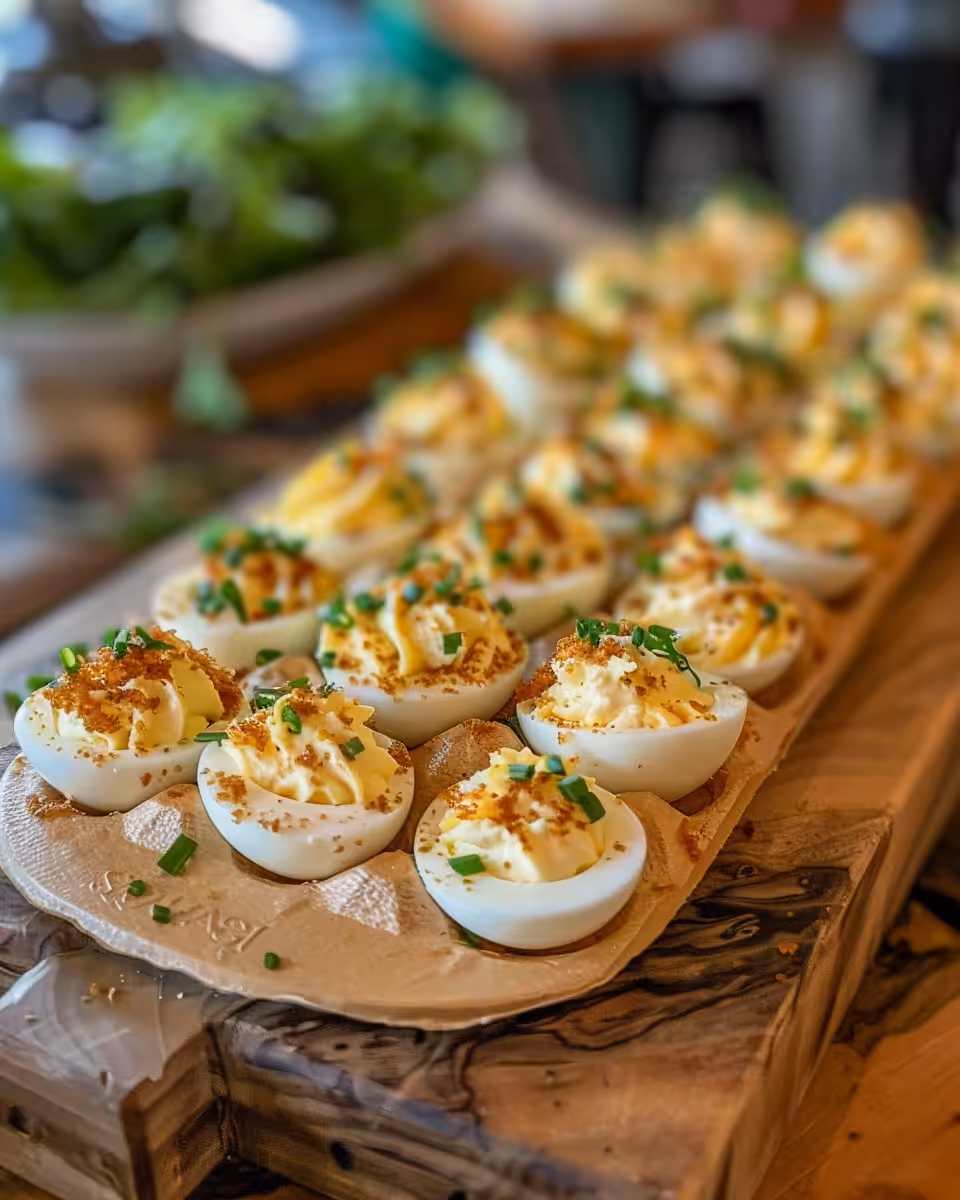 Deviled egg bar ready for serving after pressure cooking eggs perfectly