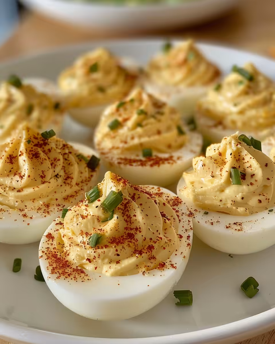 Deviled eggs with a real flavor kick fresh and ready to serve