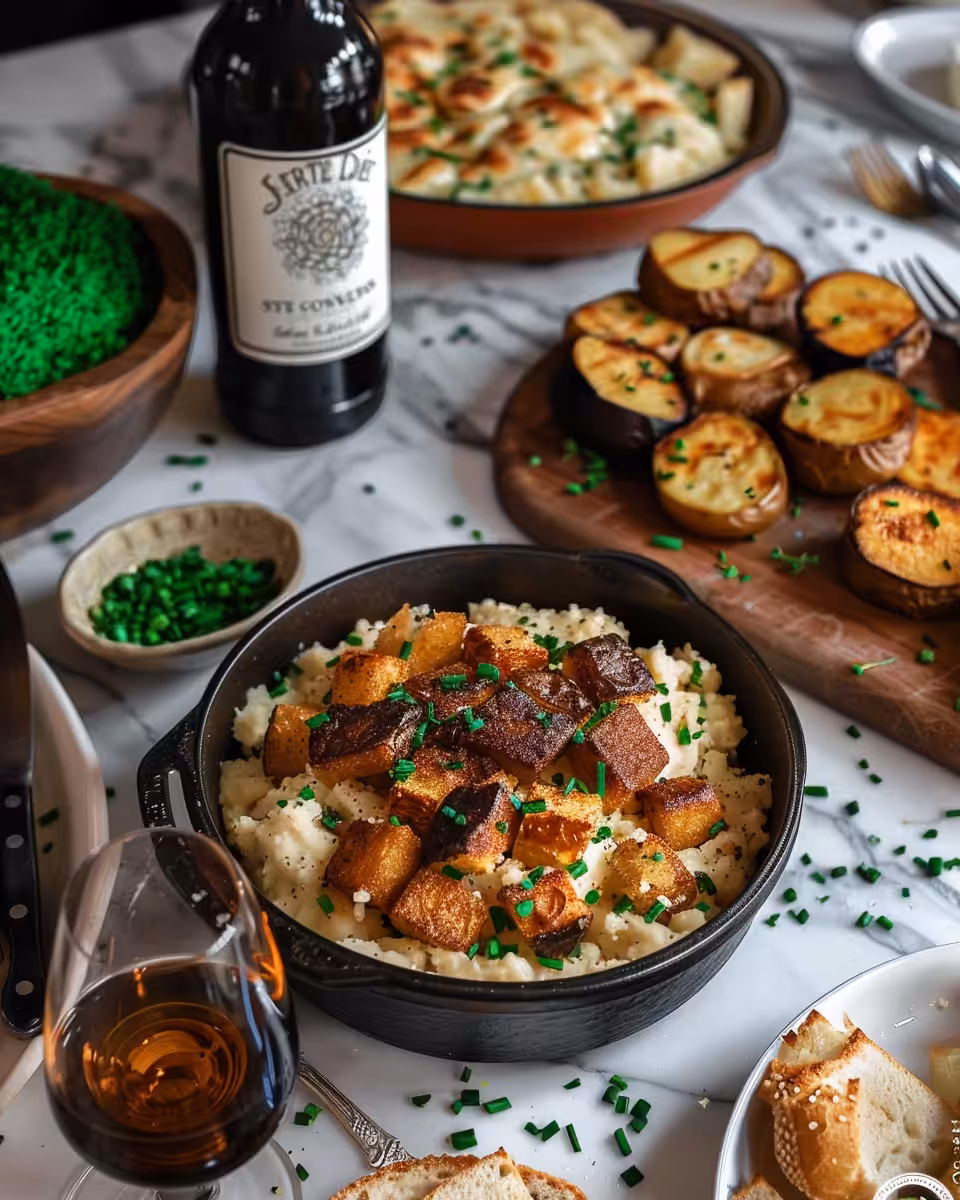 Ingredients including cabbage, sliced corned beef, potatoes for St. Patrick's Day dinner