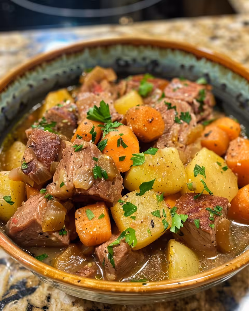 Ingredients for Dublin Coddle including sausage, bacon, potatoes and Guinness beer