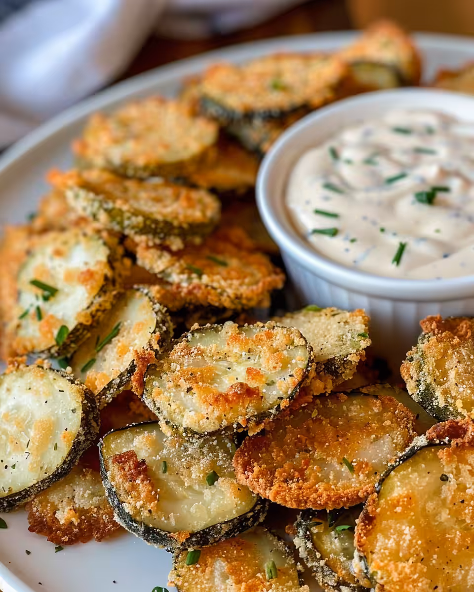 Ingredients including flour, eggs, milk, panko, and paprika for fried pickles