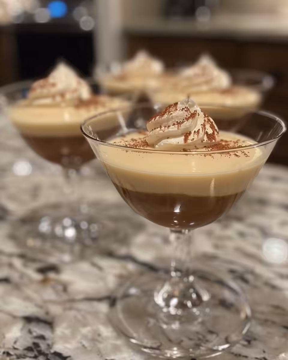 Creamy easy Bailey's Irish Cream panna cotta fresh in glasses
