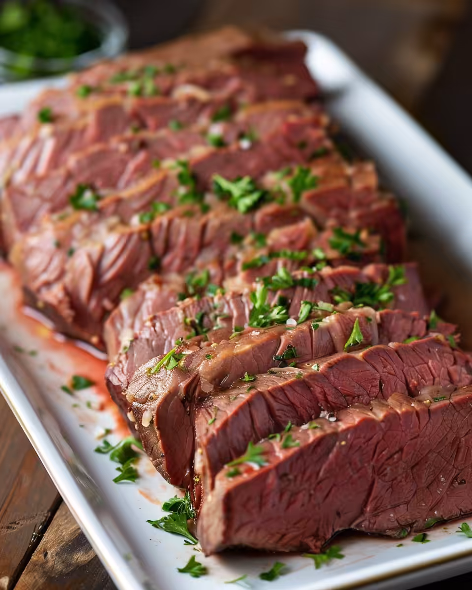 Steaming slow cooker with corned beef cooking