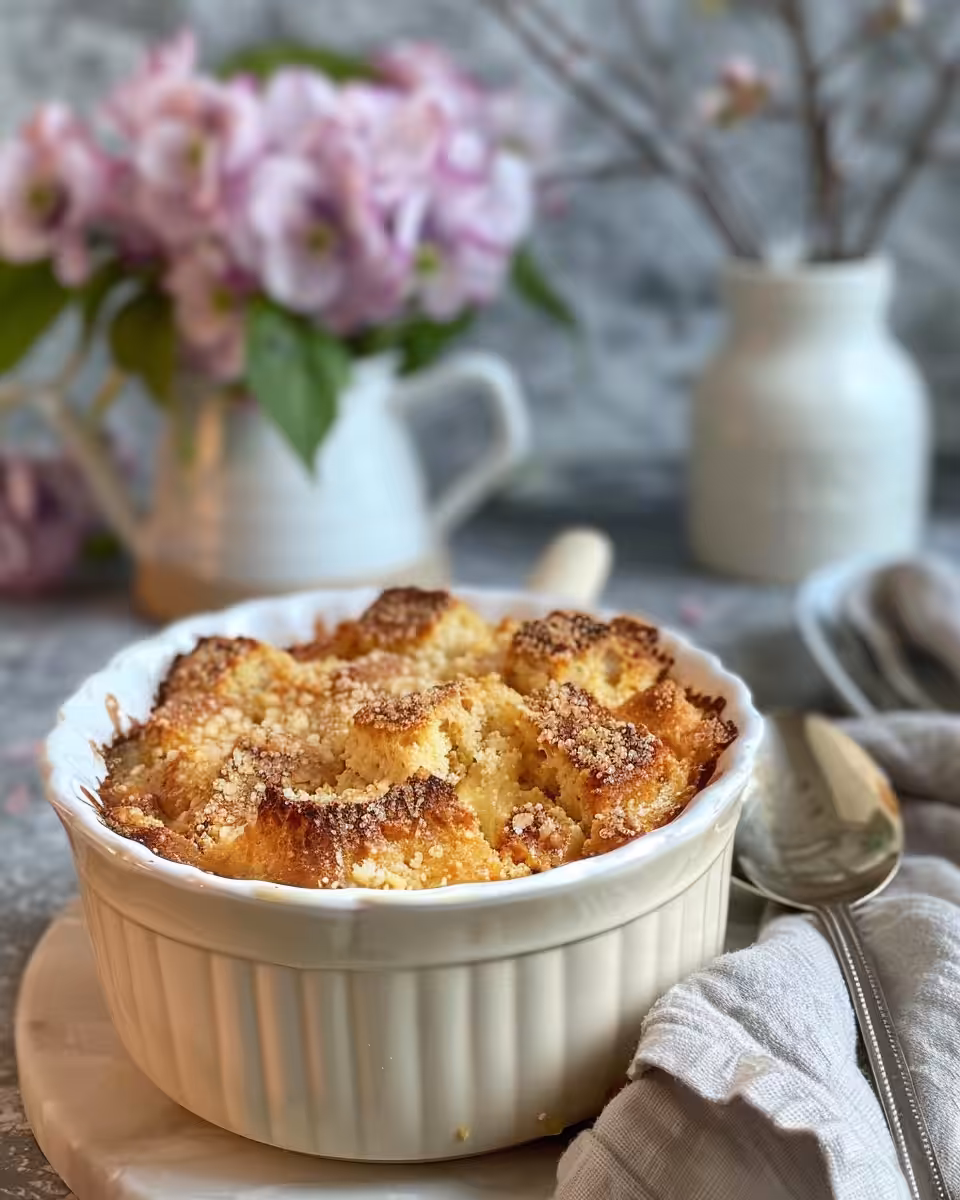 Final plated Irish soda bread pudding with golden crust and warming spices